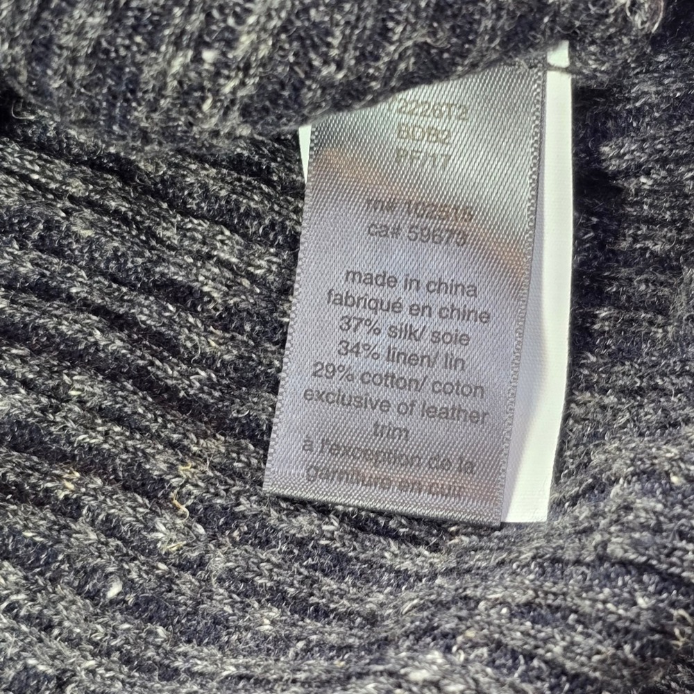 John Varvatos Collection Silk Linen Leather Trim Gray Ribbed Cardigan Men's Sz M - Picture 4 of 10